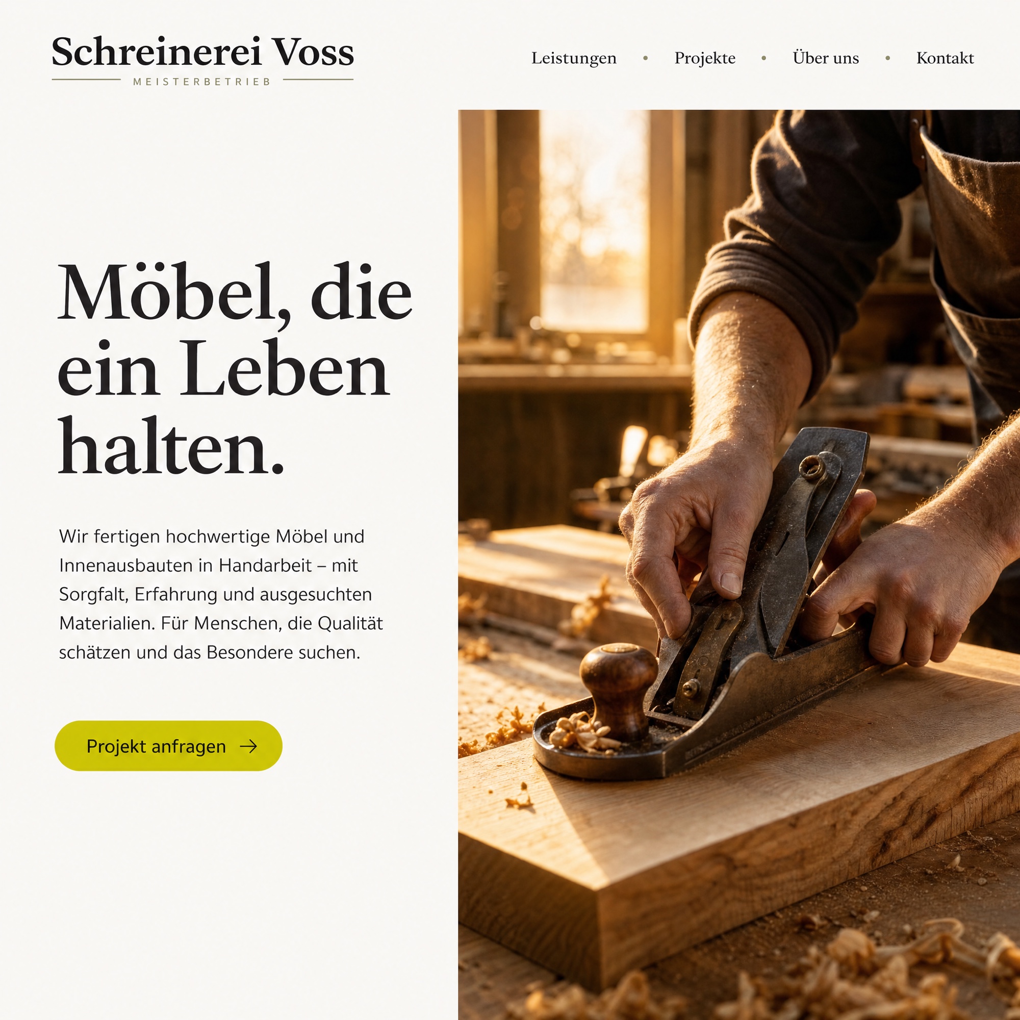 Schreinerei Voss — Handwerker-Webseite