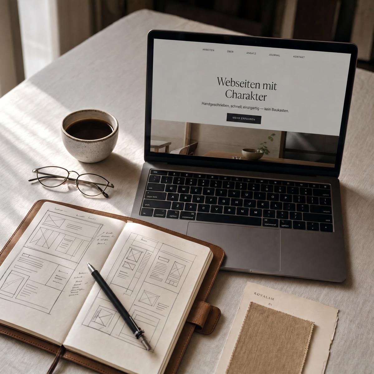 Custom Webdesign — handgeschrieben, kein Baukasten